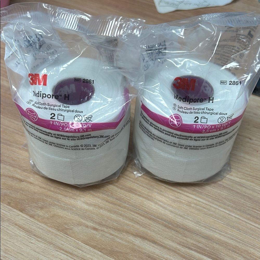 2- 3M Medipore H Soft Cloth Surgical Tape - White 1 inch 20 yards per pack NEW